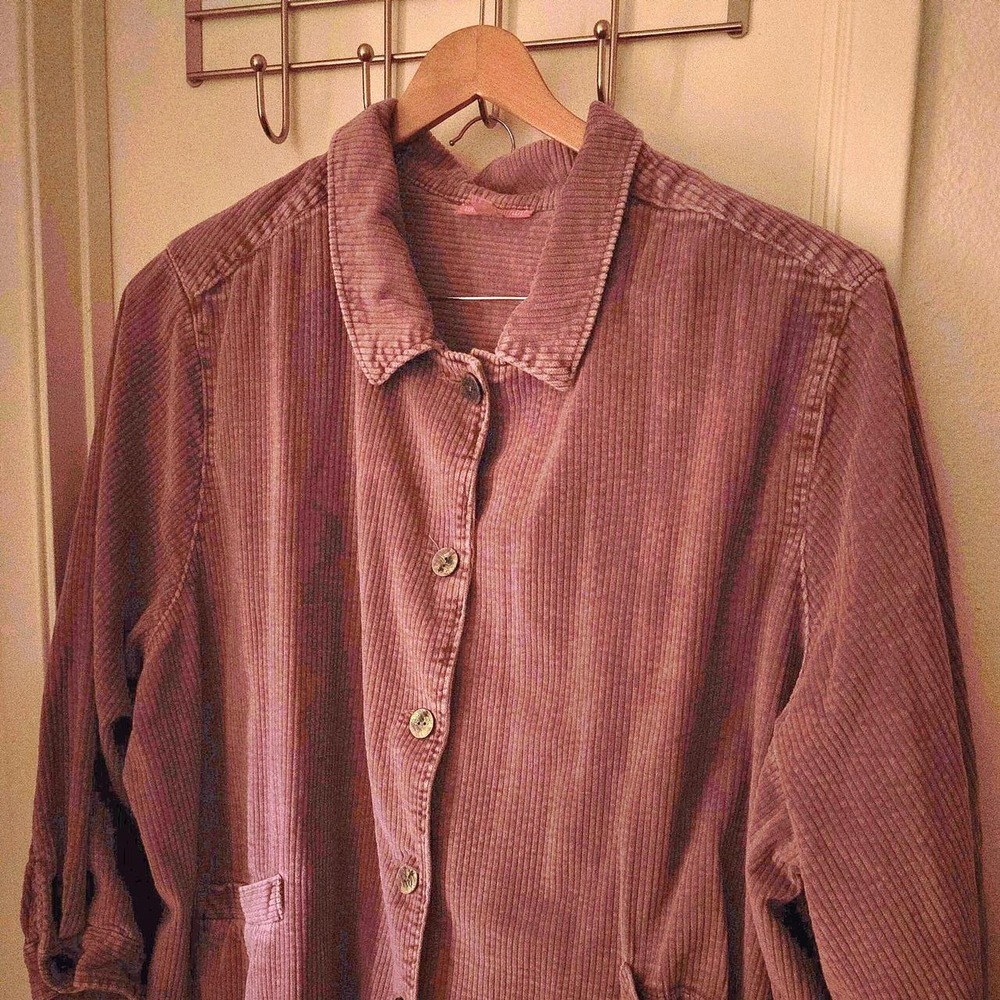 Woman Within Purple Corduroy Button Up Jacket Plus Size 5X 38/40 Cotton